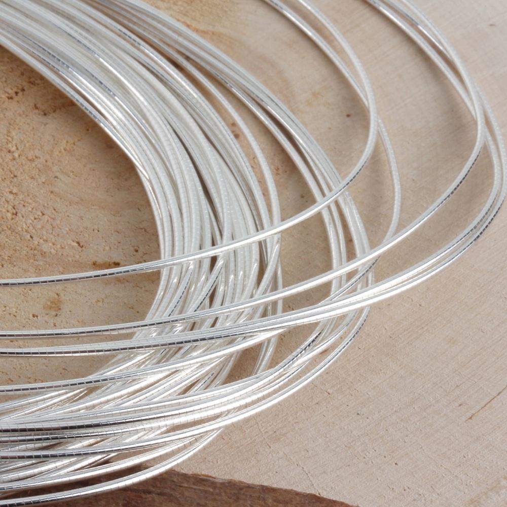 Sterling Silver Round Omega Chain Necklace - Picture 2 of 12